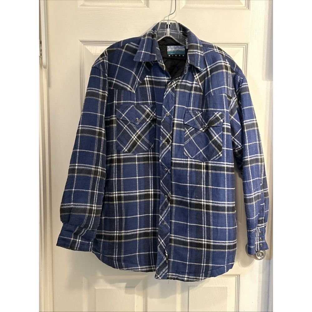 Candy River Mens Lined Flannel Shirt Snap Jacket Size‎ M Blue